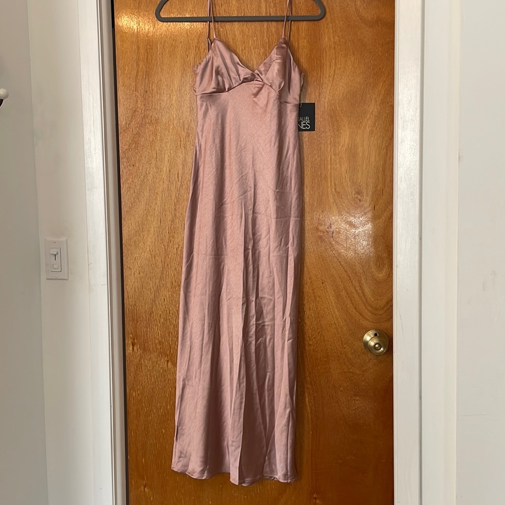 NWT satin maxi dress in pearly pink